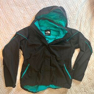 The North Face Women's L Large HyVent Waterproof Shell Jacket Black Teal